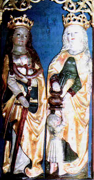 Heilige Katharina, Heilige Dorothea aus dem linken Flügel des Friesauer Christopherusaltars